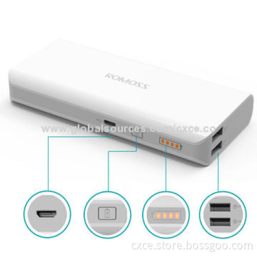Portable Power Bank, 15,000mAh Lithium-ion Battery, Dual USB, Small Size, Plastic Cover